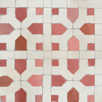Mosaic House Moroccan tile Nejarine 21-26 Pink Polar White  cement, encaustic, field, pattern, star 